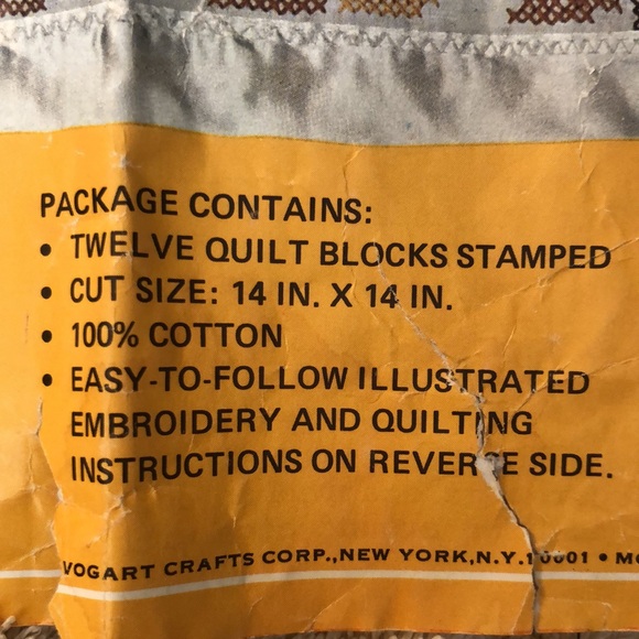 Vogart Crafts Stamped Embroidery Quilt Blocks. Nantucket Cross Stitch Kit - Picture 2 of 4